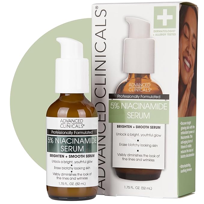 Advanced Clinicals Niacinamide Serum | 5% Niacinamide Serum For Face With Hyaluronic Acid, Ferulic Acid, Aloe Vera, & Fruit Extracts Helps Improve Look Of Dark Spots & Uneven Skin Tone, 1.75 Fl Oz-Velvo Beauty
