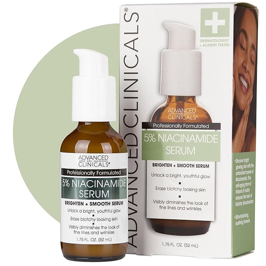 Advanced Clinicals Niacinamide Serum | 5% Niacinamide Serum For Face With Hyaluronic Acid, Ferulic Acid, Aloe Vera, & Fruit Extracts Helps Improve Look Of Dark Spots & Uneven Skin Tone, 1.75 Fl Oz-Velvo Beauty