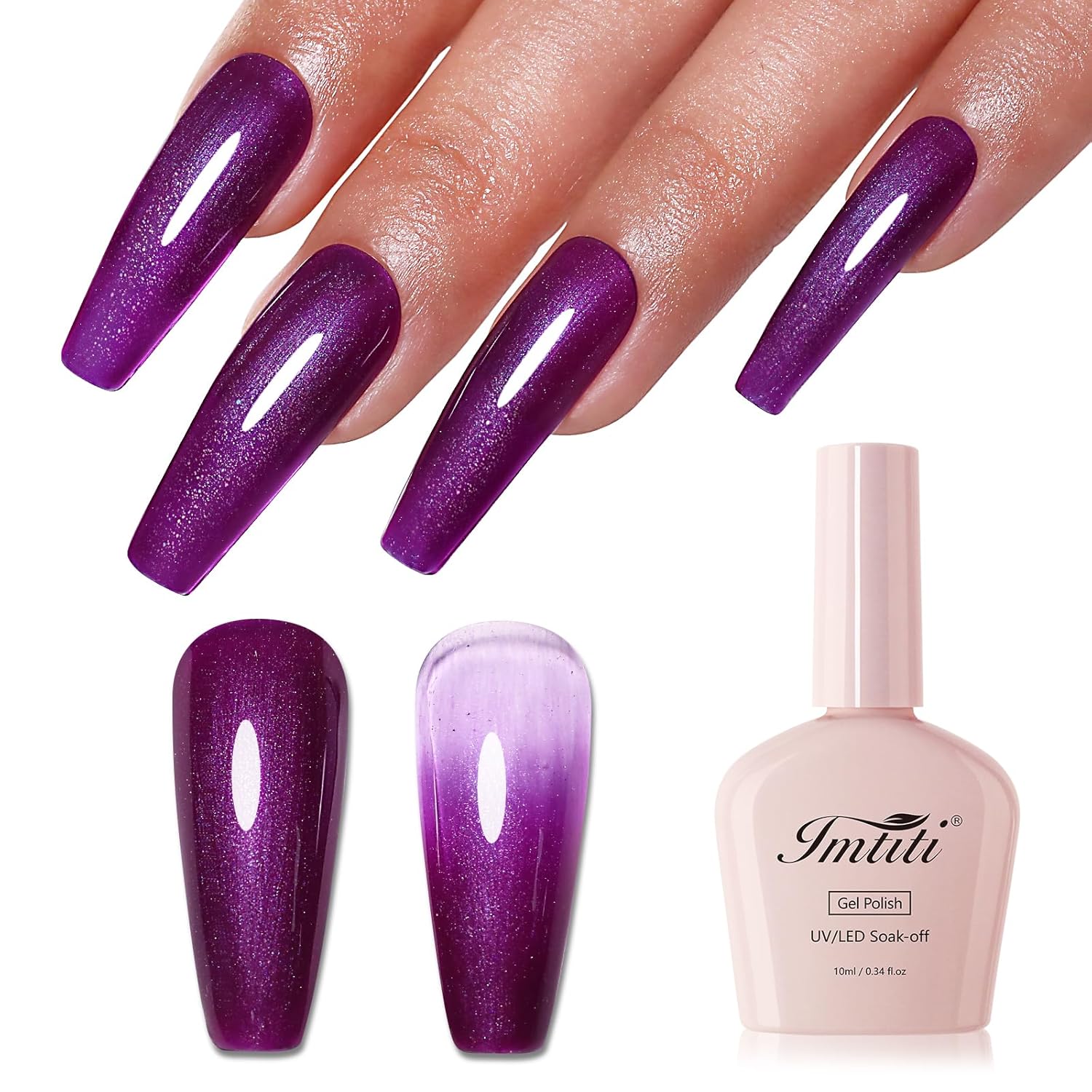 Imtiti Glitter Gel Nail Polish, Dark Purple Pearl Glitter Nail Gel Polish Diamond Shimmer Sparkle Soak Off UV LED Spring Summer Manicure 10ML-Velvo Beauty