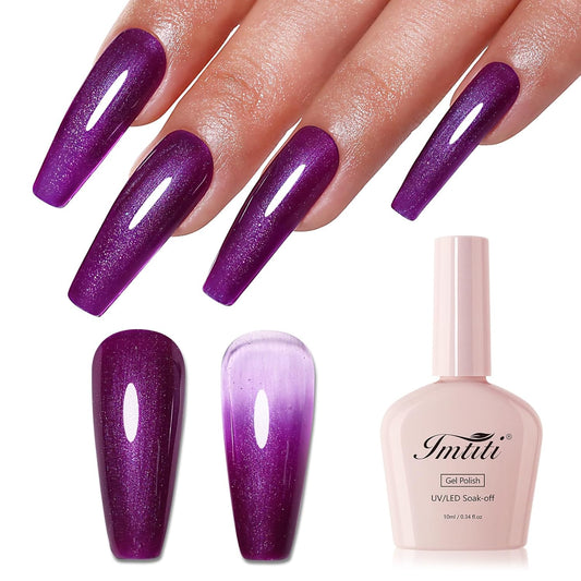 Imtiti Glitter Gel Nail Polish, Dark Purple Pearl Glitter Nail Gel Polish Diamond Shimmer Sparkle Soak Off UV LED Spring Summer Manicure 10ML-Velvo Beauty
