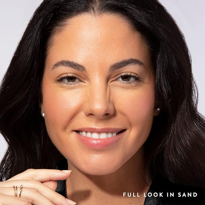 Blush-n-Glow Kit (3 PC): LAURA GELLER NEW YORK Baked Balance-N-Glow Illuminating CC Powder Foundation Sand, Retractable Kabuki Brush, Baked Blush-N-Brighten Pink Grapefruit-Velvo Beauty