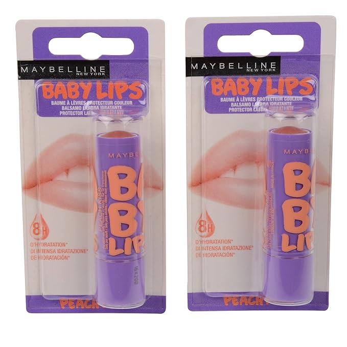 Maybelline Baby Lips Moisturizing Lip Balm SPF 20, Peach Kiss 0.15 oz (Pack of 2)-Velvo Beauty
