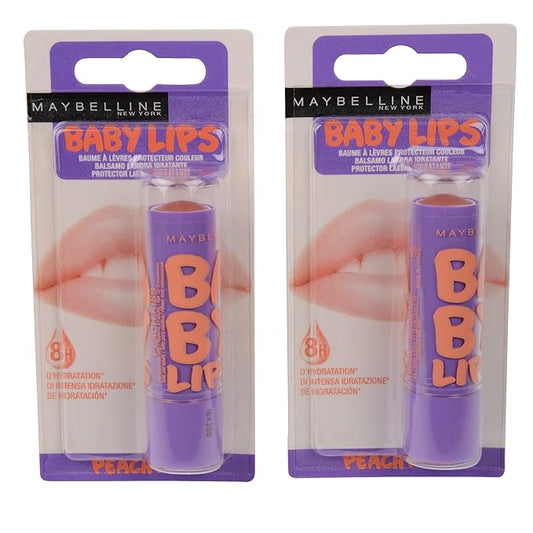 Maybelline Baby Lips Moisturizing Lip Balm SPF 20, Peach Kiss 0.15 oz (Pack of 2)-Velvo Beauty