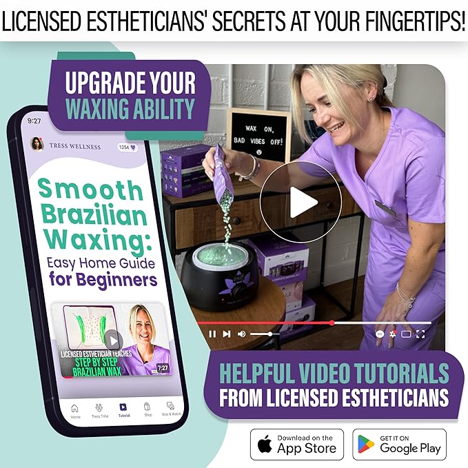 Tress Wellness Waxing Kit for Sensitive Skin – Safe for Face & Skin, Prep & Aftercare Spray, Easy to Use – At-Home Kit for Face, Bikini, Brazilian & Full Body – Black, No Display-Velvo Beauty