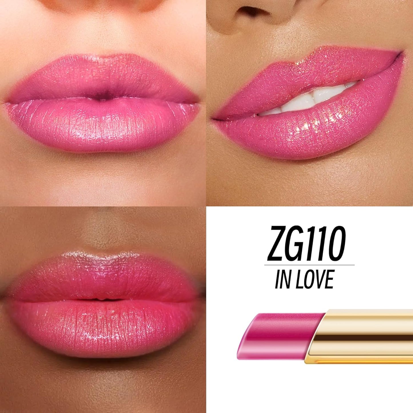 Hot Pink Lipstick Moisturizing for Women Shimmer Tinted Lip Balm Hydrating Nourishing Lip Gloss Vegan& Cruelty Free Lip Makeup, ZG110 In Love-Velvo Beauty