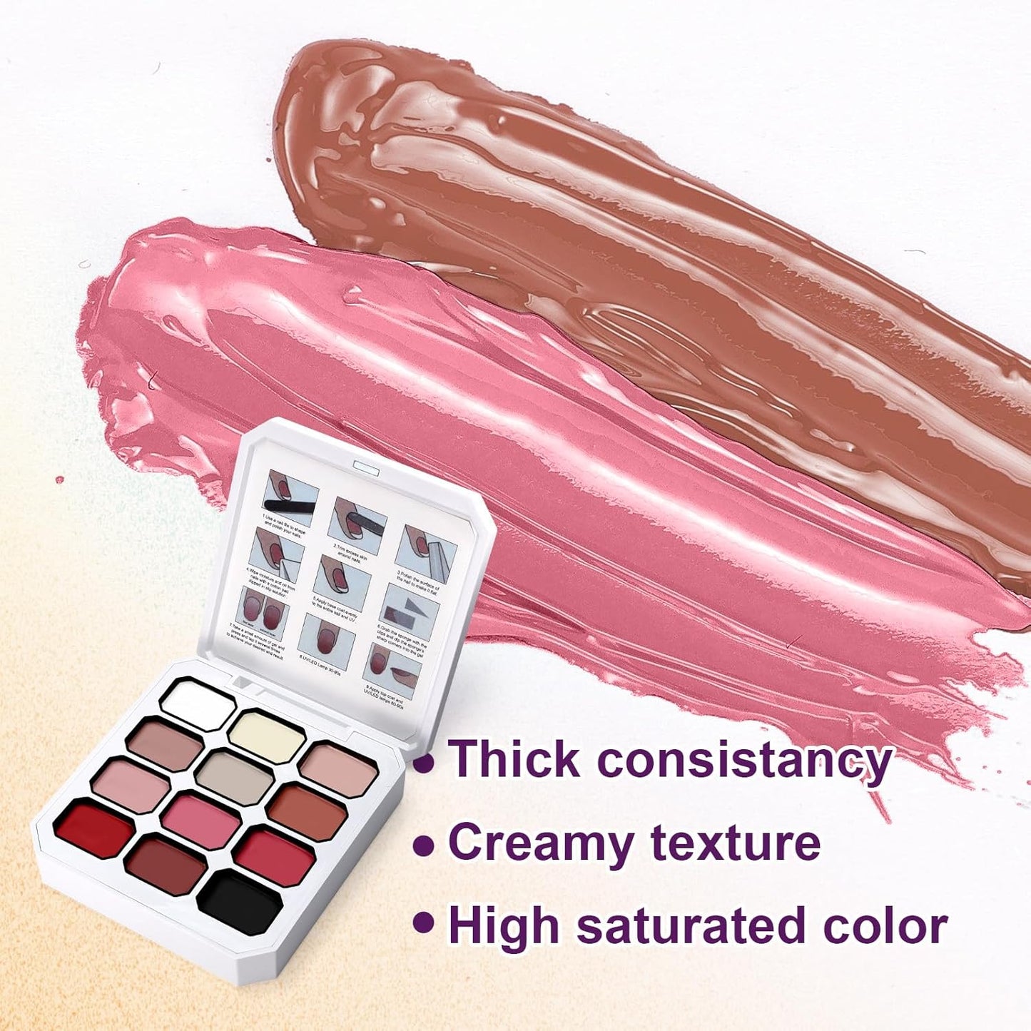 Gradient Painting Gel, 12 Colors Ombre Gel Nail Polish for Pigmented Pat Painting Gel French Manicure No-wipe Soak of UV DIY Art Home Salon Palette Chiffon Hues-Velvo Beauty