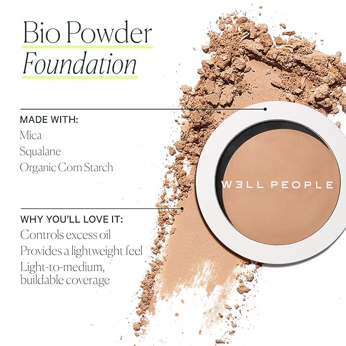 Well People Bio Powder Foundation, Lightweight & Hydrating Foundation For Perfecting & Smoothing Skin, Semi-Matte Finish, Vegan & Cruelty-free, 3W-Velvo Beauty