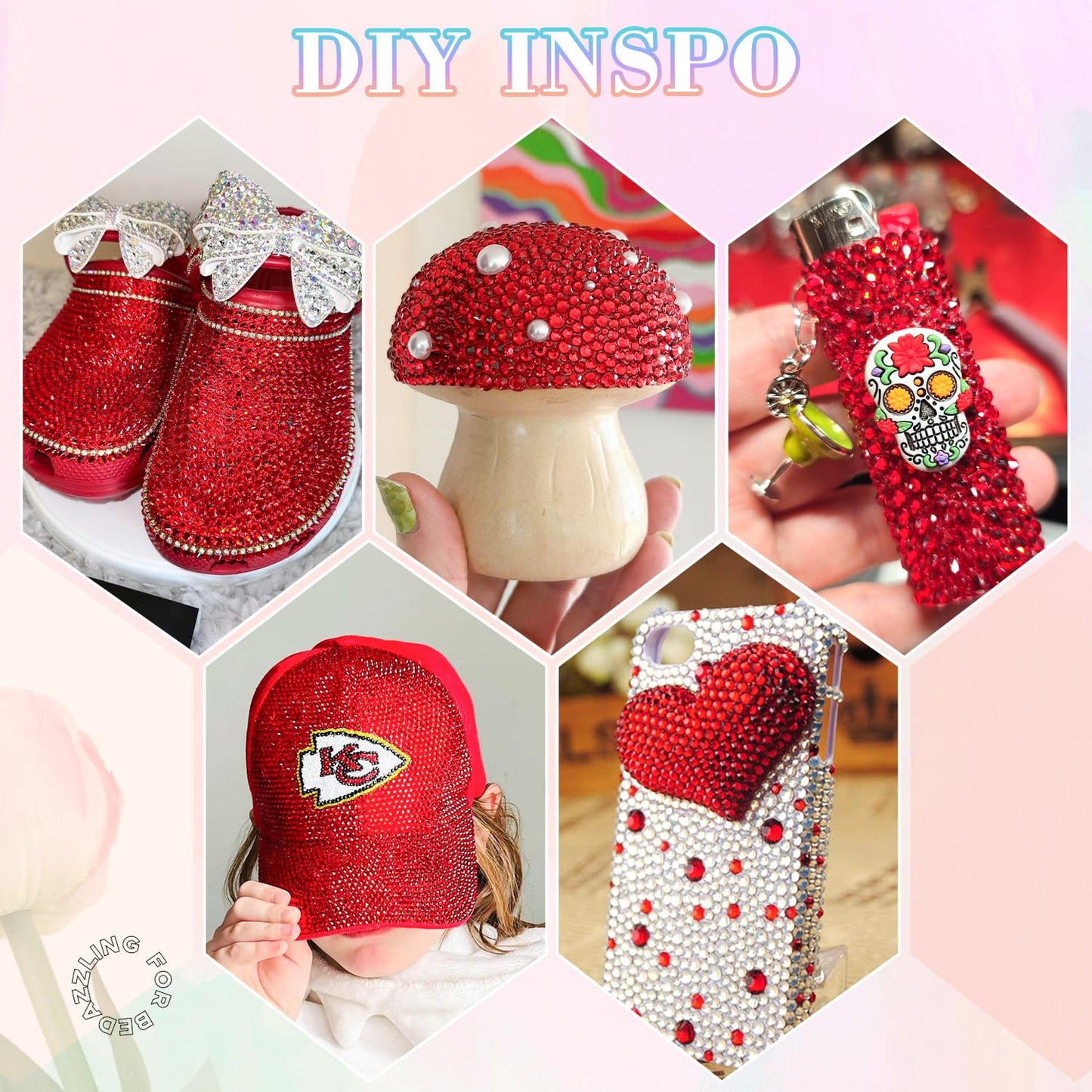 30000Pcs Resin Red Rhinestones for Bedazzling Crafting with b7000 Jewelry Glue, Bulk Flatback Gems Bedazzler Kit for Crafts Clothes Shoes Fabric Nail Diamond Art, Assorted Size 2/3/4/5/6mm-Velvo Beauty