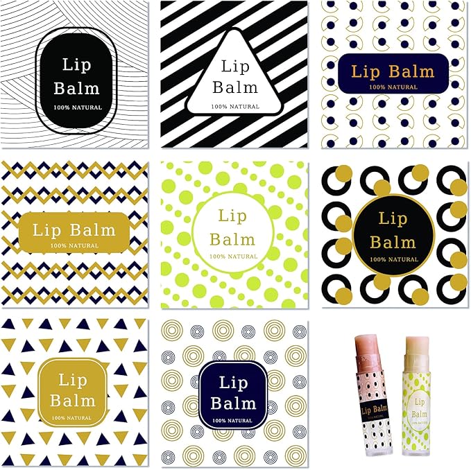 CRASPIRE Lip Balm Labels 80pcs Homemade Lip Balm Labels 2” Clear Lip Balm Labels for Tubes Printable Waterproof Lip Balm Stickers Labels for Lip Balm Handcream Candle Container（Geometry）-Velvo Beauty