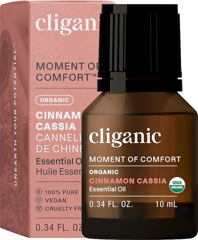 Cliganic Organic Cinnamon Cassia Essential Oil, 100% Pure Natural Undiluted, for Aromatherapy | Non-GMO Verified (Packaging May Vary)-Velvo Beauty