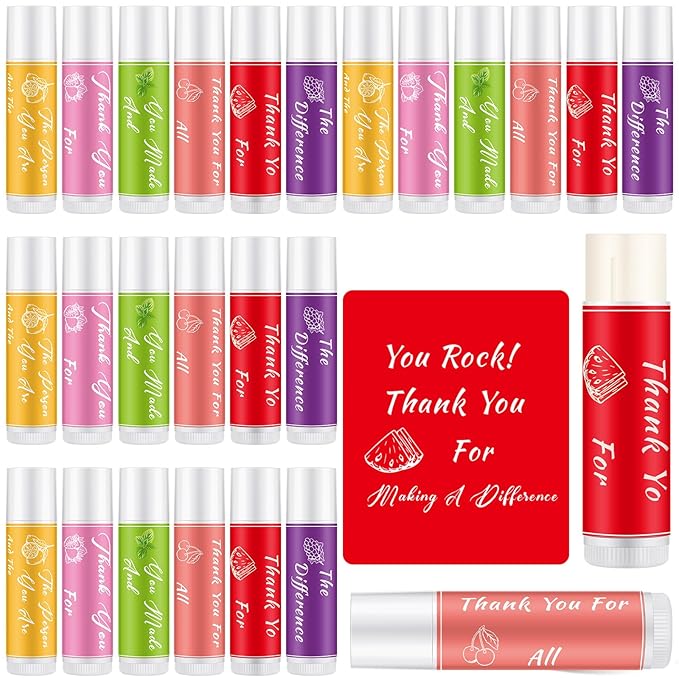 24 Pcs Lip Balm Gifts Bulk Thank You Gifts Employee Appreciation Gifts for Coworkers Moisturizer Assorted Flavors Natural Ingredients Dry Chapped Lip Care Gift for Women Men Teen-Velvo Beauty