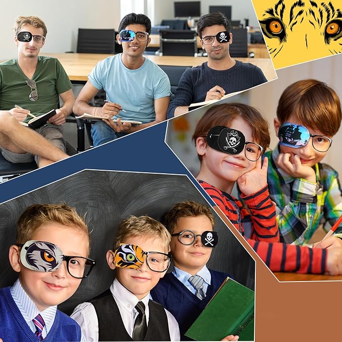 Newcotte 12 Pcs Eye Patch for Kids Girls Boys Reusable Eye Patch for Glasses over the Lens Colorful Eye Patch Toddler Eye Patch Adorable Kids Eye Patches Assorted Eye Patch Cover (Spooky)-Velvo Beauty