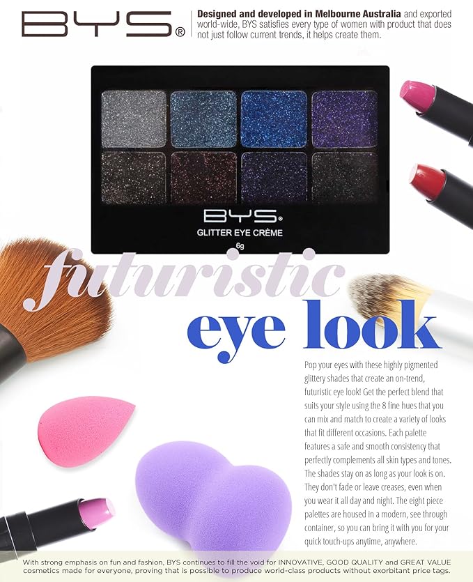 BYS Glitter Gel Makeup Palette 8 shades - Boogie Nights-Velvo Beauty