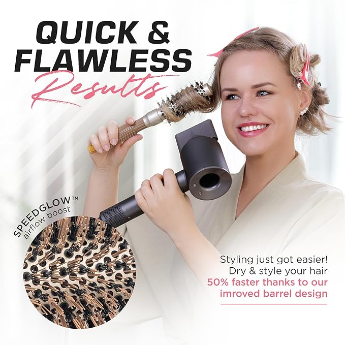 Fagaci Small Round Brush with Natural Boar Bristle for Blow Drying, Hair Styling, and Volume | Nano Technology Ceramic + Ionic for Healthy Hair-Velvo Beauty