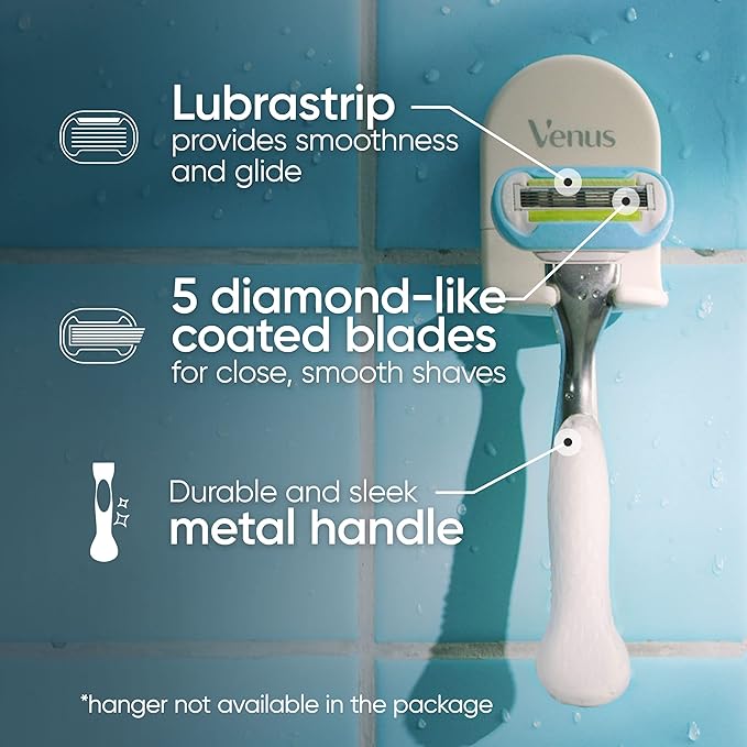 Gillette Venus Platinum Extra Smooth Metal Handle Women's Razor Handle + 4 Blade Refills, Pivoting Head and Ribbon of Moisture-Velvo Beauty