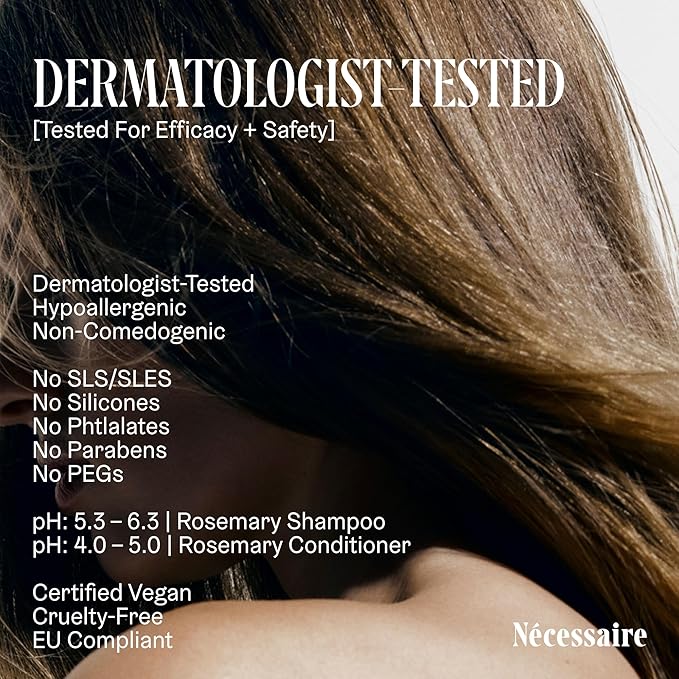 Nécessaire Rosemary Hair Duo | Multi-Protien Strengthening Shampoo + Conditioner For Thinning Hair. For Women + Men. Good For All Hair Types/Textures. Free Of Sulfates. Color-Safe. 250 ml / 8.4 oz-Velvo Beauty