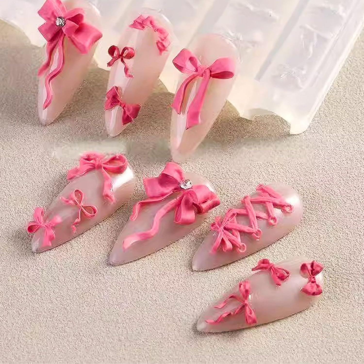 Ribbon Bows Silicone Nail Mold Embossed Bowknot Nail Art Mould Tools 3D Carving Templates for Women Girls Manicure Accessories-Velvo Beauty