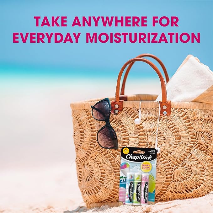 ChapStick Lip Balm, Vacation Getaway Collection (Snow Cone, Limeade, and Cotton Candy) + 2 Cotton Candy, 0.15 Oz Ea (5 Piece Set)-Velvo Beauty