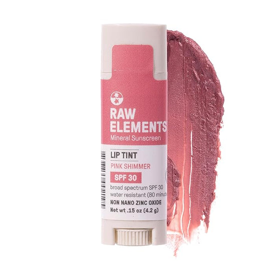 Raw Elements Organic Pink Lip Shimmer Zinc Oxide SPF 30+, 0.15oz-Velvo Beauty