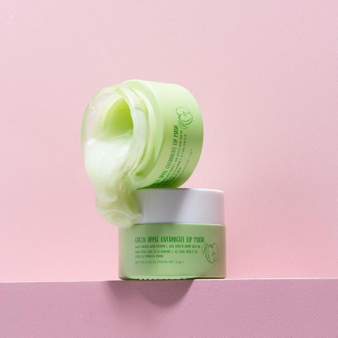 W7 Sweet Dreams Overnight Green Apple Lip Mask - Vitamin E, Aloe Vera and Grape Seed Oil - For Hydrated, Full Looking & Irresistible Lips - 0.40 Fl Oz-Velvo Beauty