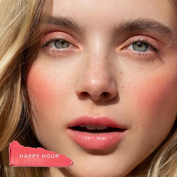 Tower 28 Beauty BeachPlease Cream Blush for Cheeks and Lips - Multi-Purpose Lip and Cheek Tint in Pink Blush - for Sensitive Skin – Color HAPPY HOUR, Luminous Finish-Velvo Beauty