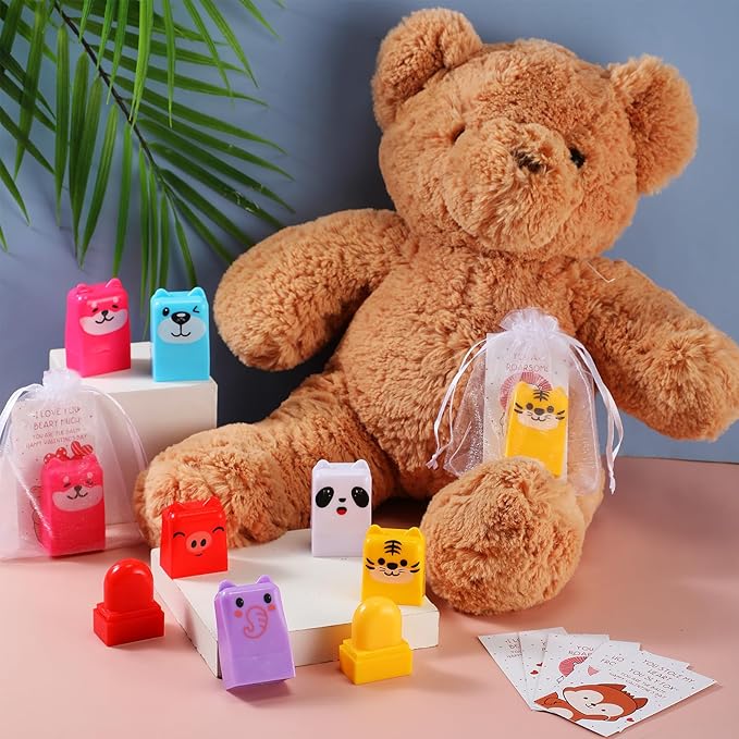 30 Sets Wild Animal Birthday Lip Balm Gifts Bulk Baby Shower Prizes Gift Girl Birthday Lip Balm Jungle Animal Party Favors for Preschool Toddler Boy Girl Classroom Prizes Classroom Prizes-Velvo Beauty