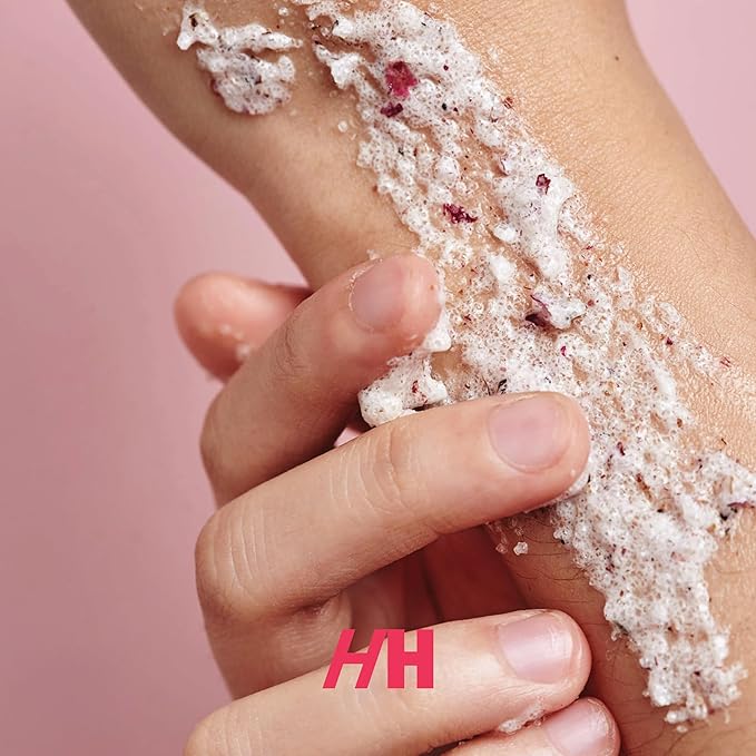 Rose Petal Scrub Foot & Body Exfoliator Infused with Vitamin E and Rose Natural Exfoliating Sugar Body Scrub for Toning Cellulite Skin Care by Handmade Heroes-Velvo Beauty