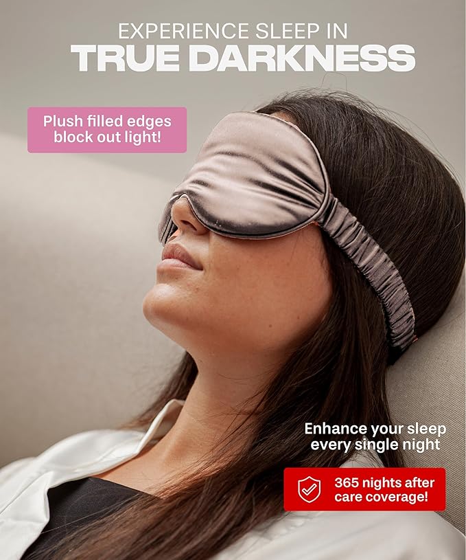 SUNDAYSILKS™ 3D Contoured Silk Sleep Mask | Padded Silk Eye Mask with Eye Cups for Lash Extensions | Blackout, Organic for Women & Men, Perfect for Travel, Slip-Free Deep Sleeping, Antifaz para Dormir-Velvo Beauty