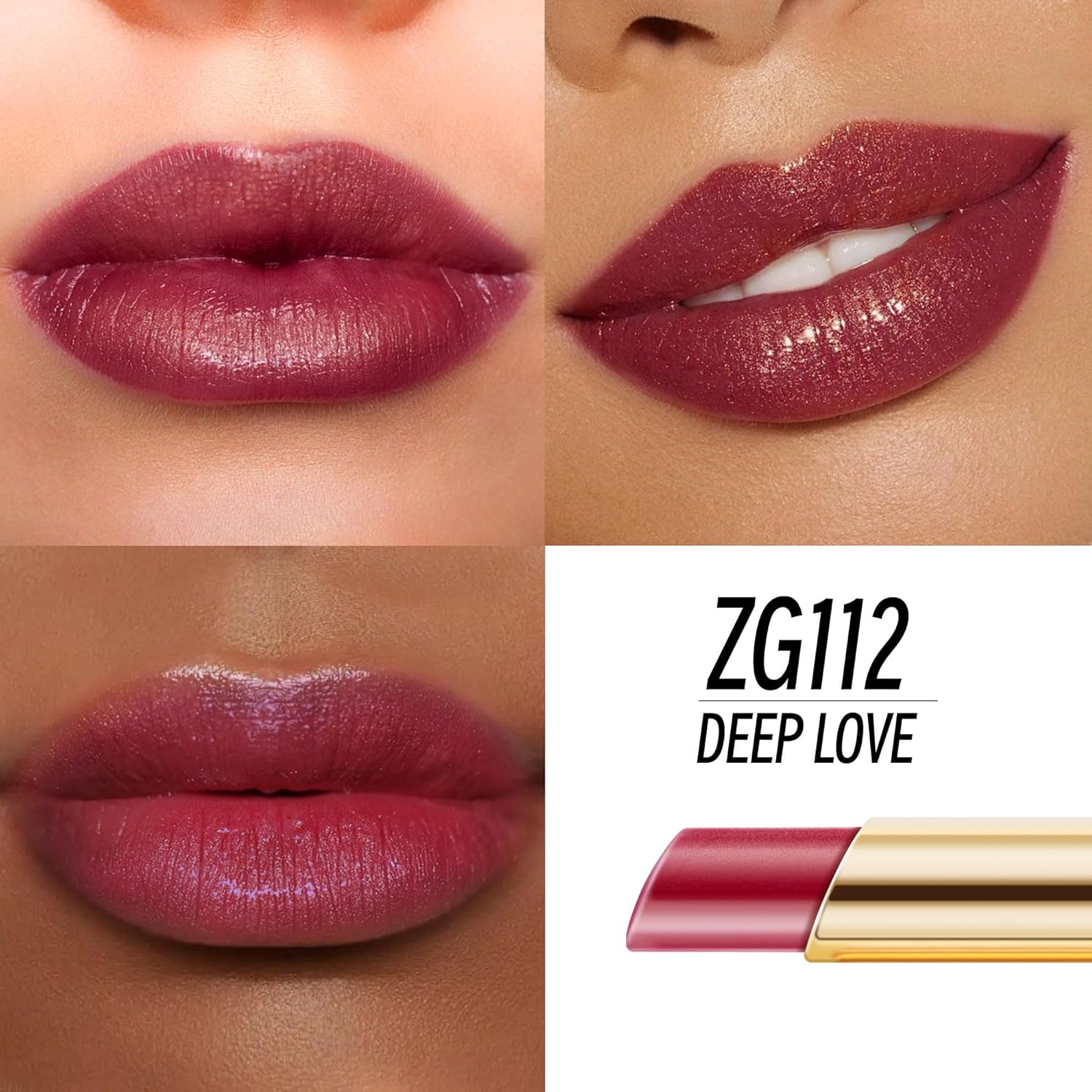 Dark Red Moisturizing Lipstick for Women Shimmer Tinted Lip Balm Hydrating Nourishing Burgundy Lip Gloss Vegan& Cruelty Free Lip Makeup, ZG112 Deep Love-Velvo Beauty