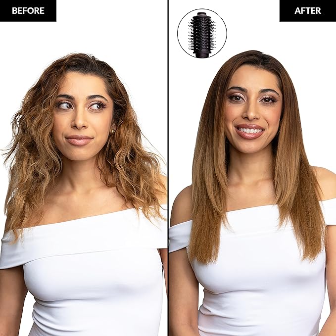 FoxyBae 3-in-1 Ceramic Interchangeable Hair Tools - Blowout Dryer - 3 Detachable Heads: 2.4" Blowout Brush, 1.5" Hot Round Brush & Drying Cylinder Hair Dryer Brush & Hair Styling Set [Black Rose-Gold]-Velvo Beauty