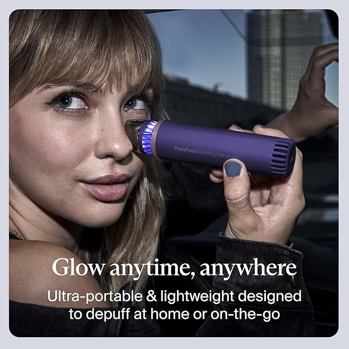 Therabody TheraFace Depuffing Wand – Cold and Heat Skincare Treatment to Depuff and Glow; Beauty Wand, Face Roller and Eye Massager for Eye Puffiness, Dark Circles and Skin Radiance (Indigo)-Velvo Beauty