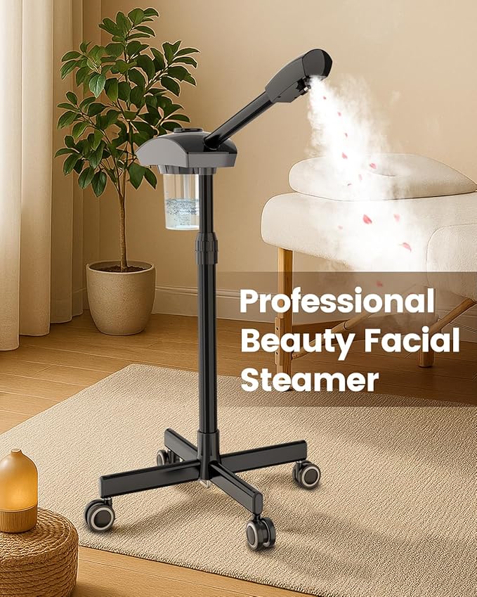 Kingsteam Professional Ozone Nano-Ionic Facial Steamer | Deep Cleansing Hydrating | Salon Home Spa Face Steamer | Pore Cleanser | 60-Min Timer | 360° Swivel | Esthetician Favorite Tool, Black-Velvo Beauty