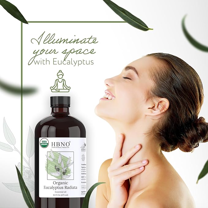 HBNO Organic Eucalyptus Radiata Oil - 16 oz (475ml) Value Size - Ideal for Shampoos, Conditioners, Mouth Washes, Face wash, Lotions, and Skin Care Products-Velvo Beauty