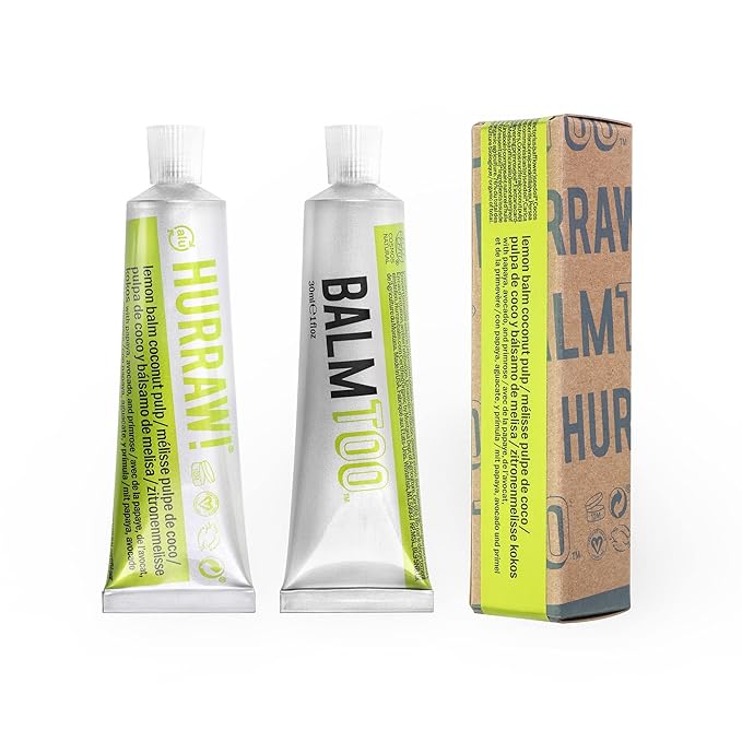 Hurraw! Balmtoo Squeezable Balm, Lemon Balm Coconut Pulp: Ultra-moisturizing. Anywhere application. Body, face, lips, neck, fingers, toes. 1 tube = 7 sticks of lip balm. Natural, Organic. Made in USA-Velvo Beauty