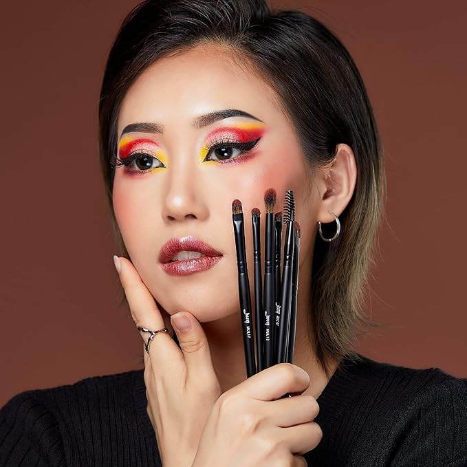 Jessup Eye Brushes Set, Vegan Makeup Brushes with Concealer Powder Eyeshadow Blending Eyeliner Spoolie Brush, 16pcs Premium Synthetic Black Cosmetic Brush T272-Velvo Beauty