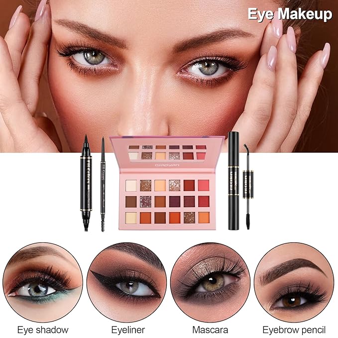 Fenshine Makeup Set,Make Up Starter Kit With Storage Bag Portable Travel Make Up Palette Eyeshadow Foundation Lip Gloss for Teenage & Adults (Type B)-Velvo Beauty