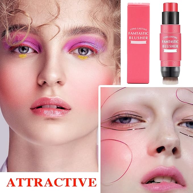 Cream Blush Stick (02) with Brush, Waterproof, Long Lasting, Shimmery Finish, Medium Coverage, Stick Pack, 40g, for All Skin Tones-Velvo Beauty