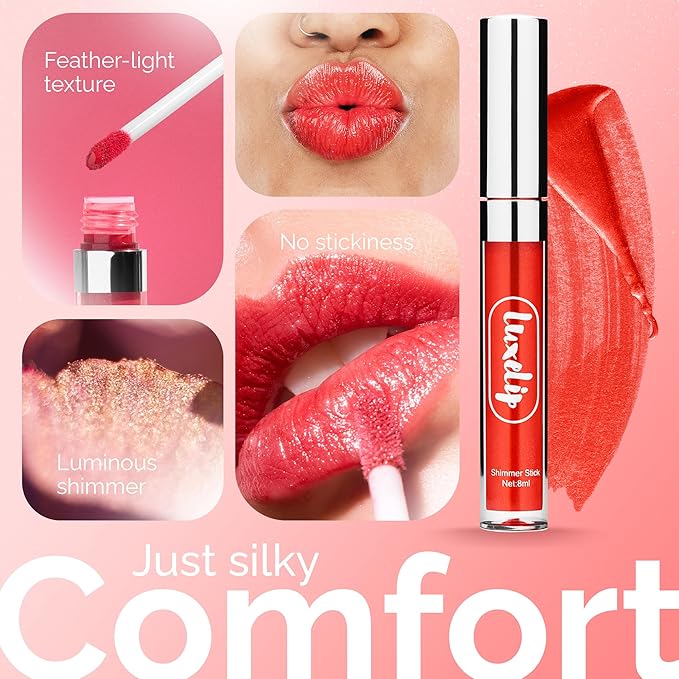 LuxeLip™ Matte Lipstick, Hydrating Non-Sticky Lip Gloss for Luminous Shine & Moisturized Lips, Lightweight, Long-Lasting Glossy Finish, Cruelty-Free Lip Makeup for Women (Chili Flake, 8ml)-Velvo Beauty