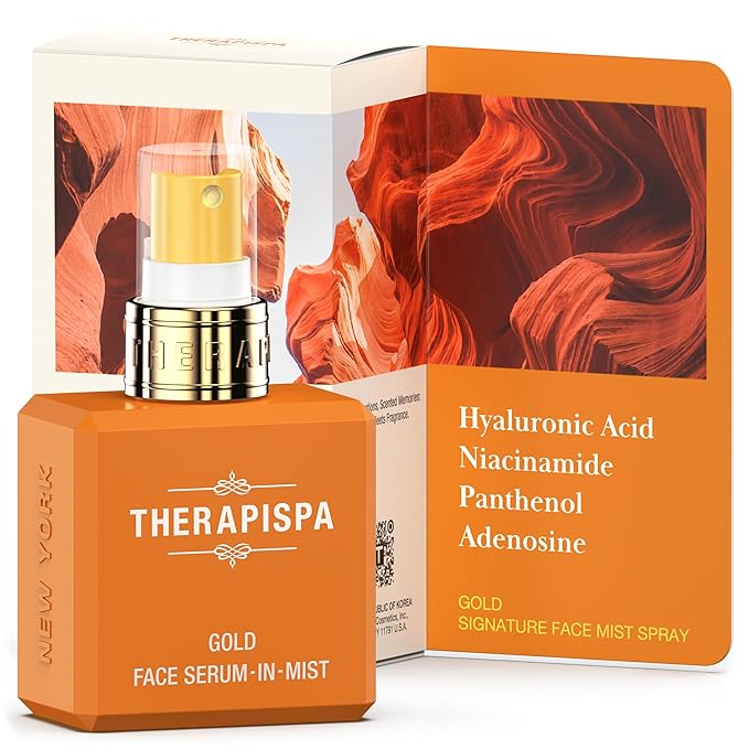 Face Serum-In-Mist – Hydrating Face Mist & Spray Serum with Niacinamide, Panthenol & Hyaluronic Acid for Firming, Radiant Glow & Youthful Skin (Gold, 2.0 fl oz)-Velvo Beauty