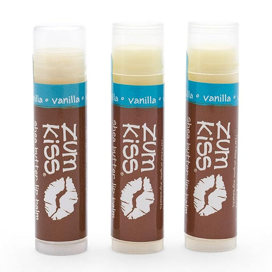 Zum Vanilla Kiss Stick (Pack of 3) with Certified Organic Sunflower Seed Oil, Beeswax, Shea Butter, Pure Essential Oils, Candelila Wax, Vitamin E and Honey, 0.15 oz-Velvo Beauty