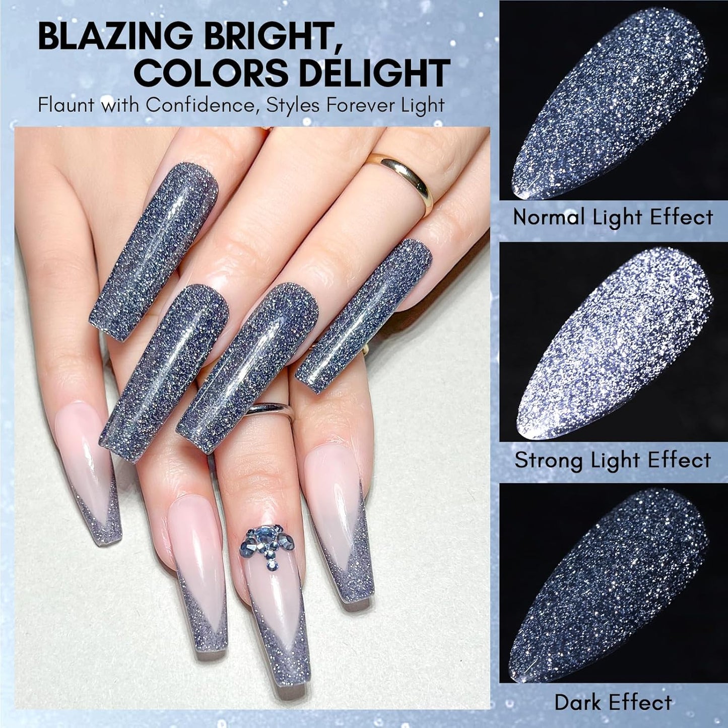 Makartt Glitter Gel Nail Polish - Flash Blue Diamond Reflective Gel, UV LED Soak Off for Nail Art Designs, 15ml DIY Home Salon Manicure, Heart of the Ocean-Velvo Beauty