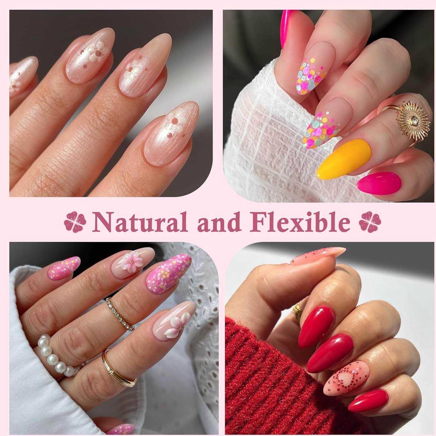 Medium Almond Nail Tips, 240pcs Soft Gel Pre-Filed Acrylic Almond Fake Nails, Half Matte Full Cover Clear Press on Flase Nail Tips for Nail Extension Home DIY 12 Sizes Gelly Tips-Velvo Beauty