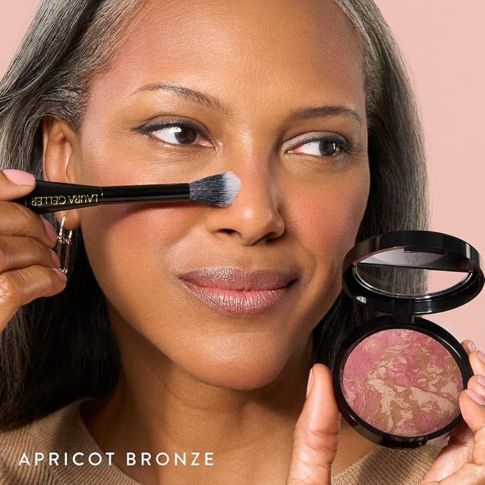 LAURA GELLER NEW YORK Baked Blush-n-Bronze Marbleized 2-in-1 Sculpting Bronzer Blush - Apricot Bronze - Contour Face with a Radiant Flush-Velvo Beauty
