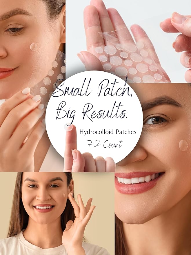 Acne Patch Ultra Thin Invisible Spot Cover- Fast Acting Hydrocolloid Pimple Patch with Salicylic Acid, Centella Asiatica & Tea Tree Oil- 72 Ct. Effective Treatment Absorbs Zits and Blemishes-Velvo Beauty