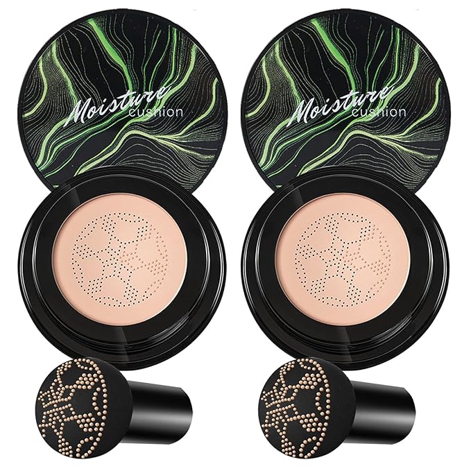 2PCS Mushroom Head Air Cushion CC Cream BB Cream Foundation,Moisturizing Concealer Makeup Base Foundation,Long Lasting Full Coverage Foundation with Mushroom Makeup Sponge(Natural)-Velvo Beauty