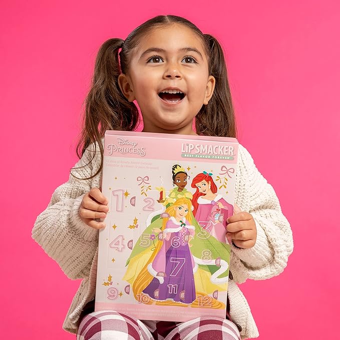 Lip Smacker Disney Princess Holiday 12 pc Advent Calendar Lip Balm & Makeup Set Girls-Velvo Beauty