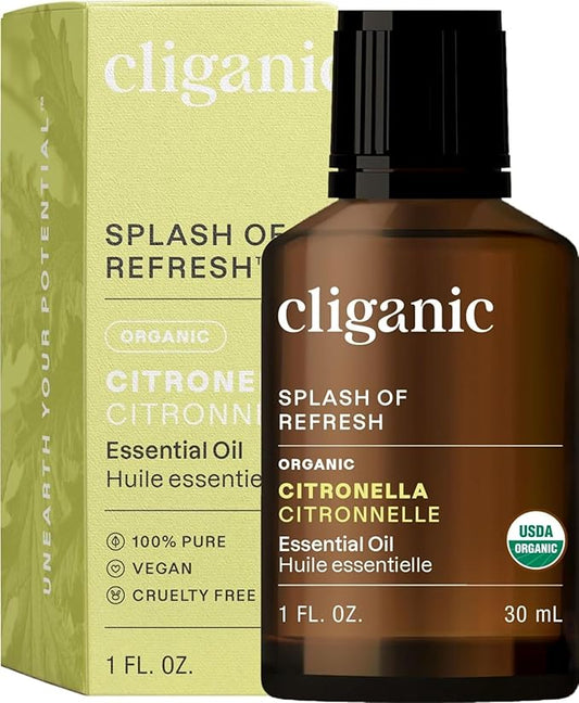 Cliganic Organic Citronella Essential Oil - 100% Pure Natural for Aromatherapy Diffuser | Non-GMO Verified (Packaging May Vary)-Velvo Beauty