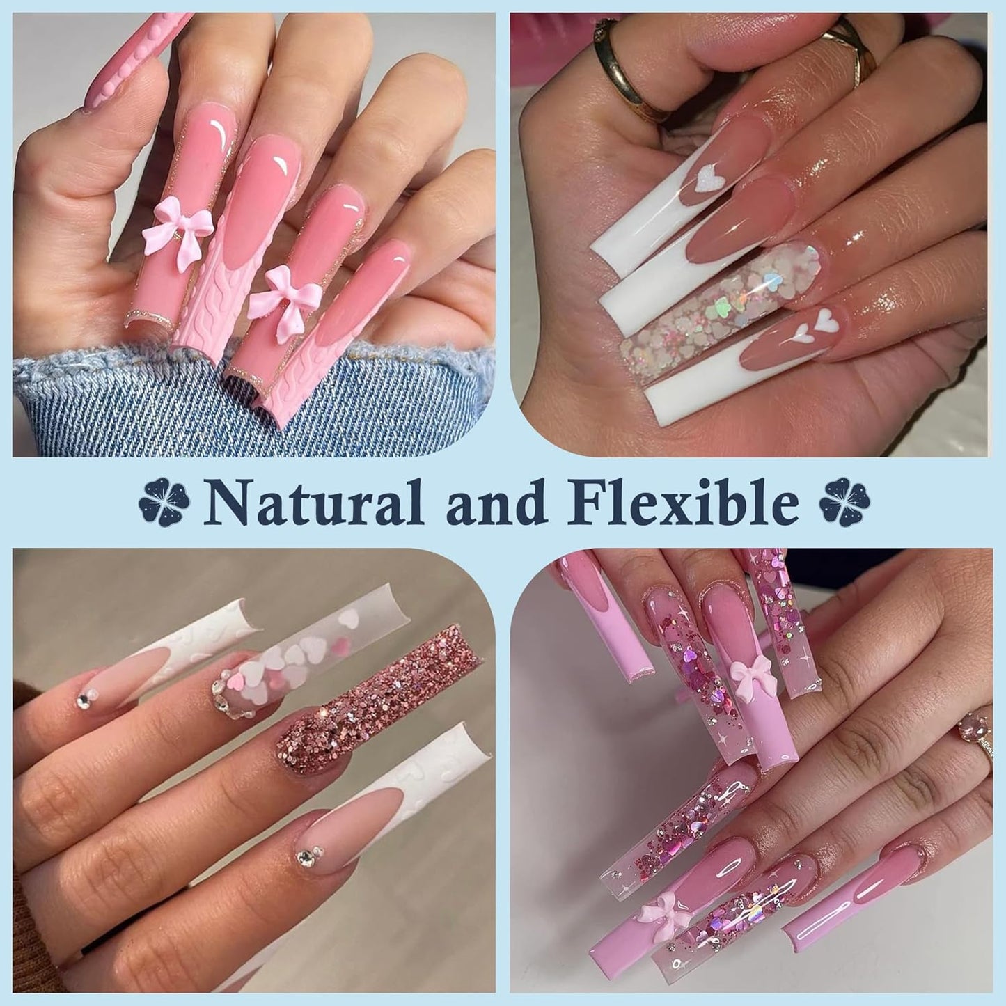 XXL Nail Tips Square 504 Pcs 12 Sizes - No C Curve Flat Square Nail Tips Clear 2XL Full Cover Tapered Gel Acrylic Fake Nails Gelly Tips for Nail Extension Nail Art-Velvo Beauty