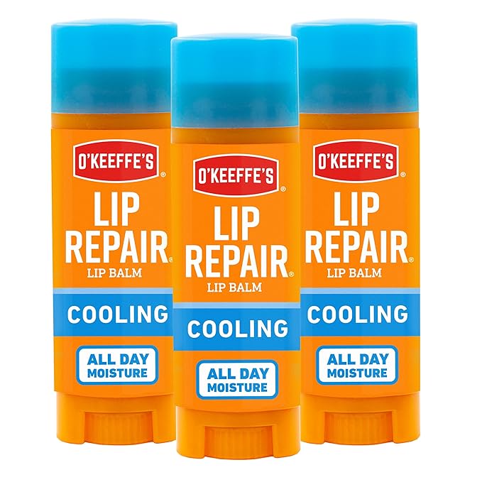 O'Keeffe's Cooling Relief Lip Repair Lip Balm for Dry, Cracked Lips, Stick, (Pack of 3)-Velvo Beauty