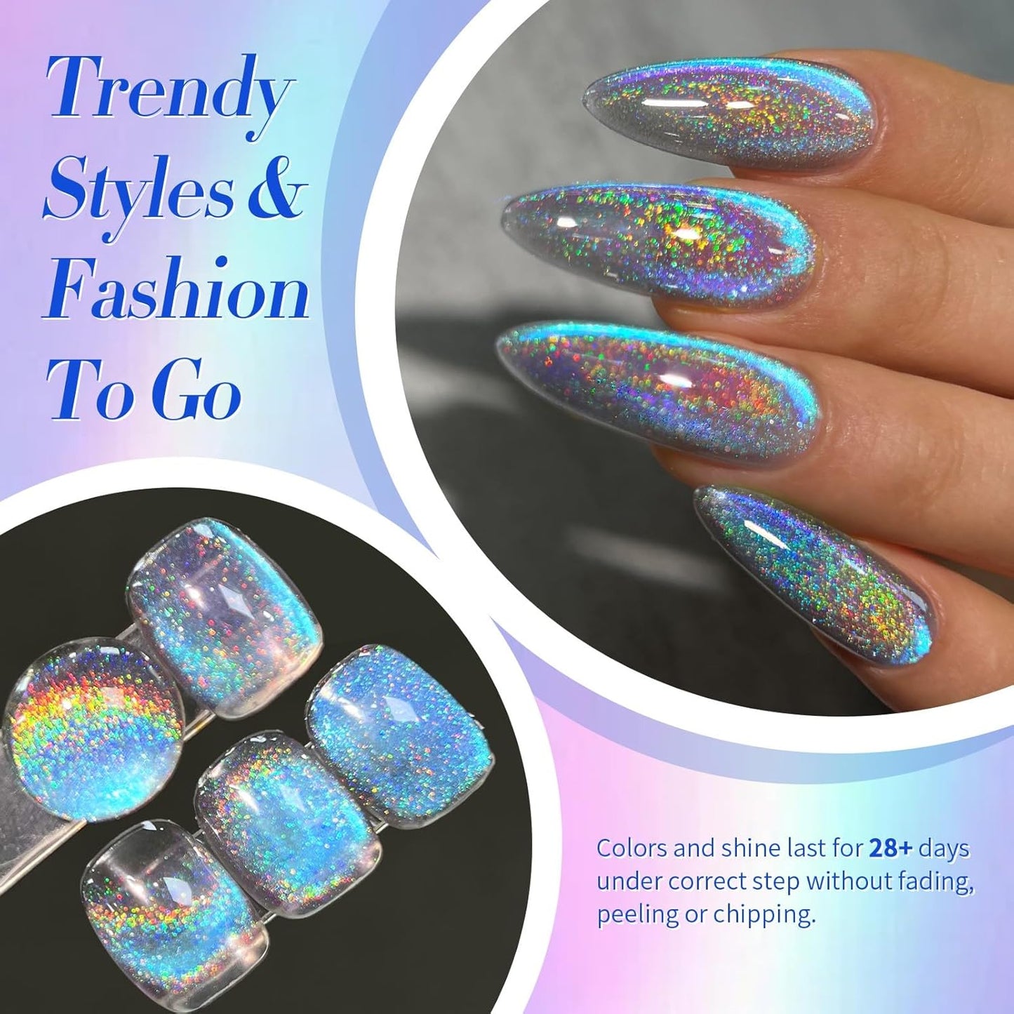 Born Pretty 9D Cat Magnetic Eye Gel Nail Polish Holographic Rainbow Gel Polish Blue Purple Soak Off U V LED Gel Polish Nail Art Design Manicure Salon DIY Home 15ML-Velvo Beauty